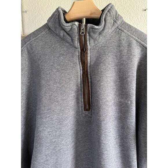 Columbia Mens Sweater 1/4 Zip Pullover Fleece Gray X-Large Heavy Winter - Picture 2 of 16
